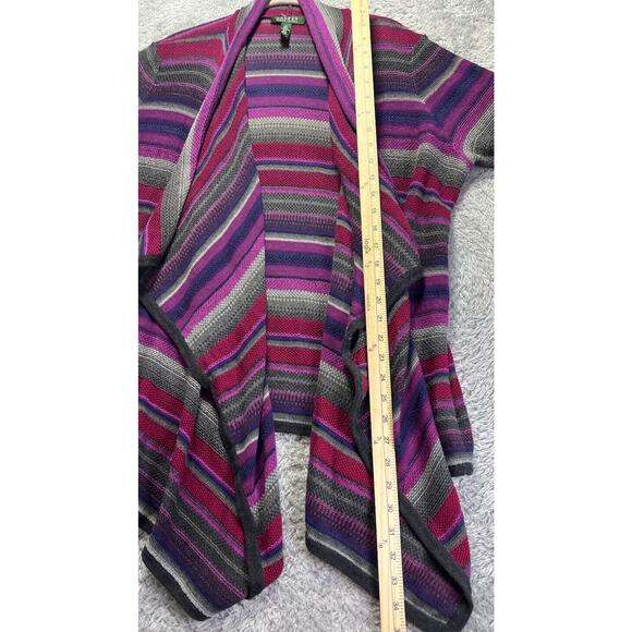 Ralph Lauren Womens Waterfall Cardigan 1X Multicolor Linen Blend Purple Red Boho - Picture 6 of 9